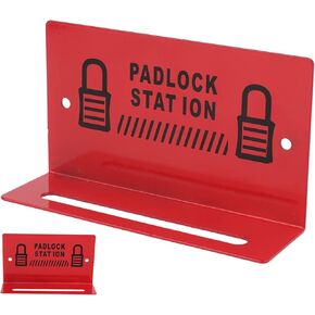 Lockout Tagout Locks Station, Safety Padlock Rack Management Station Alloy Steel Wall Mounted Lockout Tagout Locks Station Lockout Tagout Safety Padlock for 5‑8 Locks, Red
