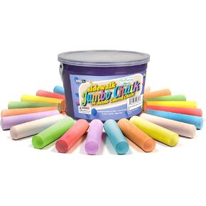 ArtCreativity Jumbo Sidewalk Chalk Set for Kids, Giant Box of 120 Colorful Chalk Pieces, Non-Toxic, Dust-Free, Washable Chalk in 10 Colors, For Driveway, Pavement, Outdoors, Great Arts & Crafts
