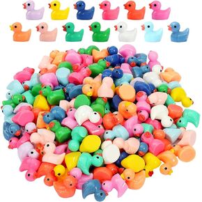 GADIEDIE 260Pcs Mini Resin Ducks,Miniature Figures Fairy Garden Duck,Tiny Resin Duck for Home Hide Prank Game Dollhouse Decor Aquarium Potted Miniature Landscape Ornament