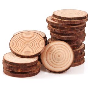 Unfinished Natural Wood Slices 30Pcs 2.4-2.8 Inch Round Wood Discs for Crafts Wood Christmas Ornaments,Wedding Centerpieces Paintings DIY Crafts Disc Coasters