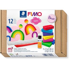 STAEDTLER FIMO Soft Polymer Clay - Oven Bake Clay for Jewelry, Sculpting, Crafting, 12 Assorted Colors, 8023 C12-1