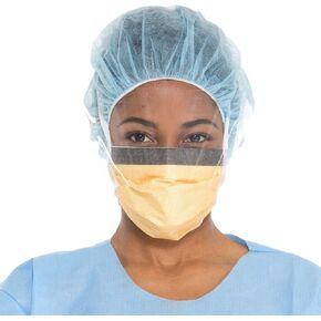 HALYARD FLUIDSHIELD 3 Disposable Mask w/SO SOFT Lining, Fog-Free, Anti-Glare WrapAround Visor, Orange, 48247