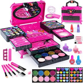 Kids Makeup Kit for Girl 66Pcs - Washable Girl Makeup Kits, Pretend Makeup Kit Real Girl Makeup Sets for Toddler Kid Children Christmas Birthday Gifts Toys for 3-12 Year Old