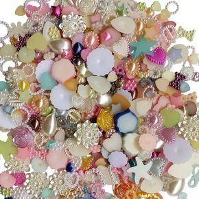 Chenkou Craft Random 100g/lot (Around 400pcs) 4-20mm Half Round Imitation Pearls Seastar Bow Rose Rhinestone Flat Back Pearl Bead Loose Beads