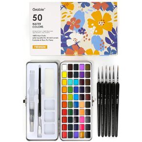 Grabie Metallic Watercolor Paint Set - 40 Rich Shimmering Powder, Versatile tin package, Art Supplies, Great Pairing of Painting Embellishments