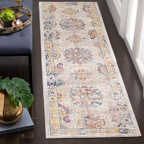 SAFAVIEH Bristol Collection 2'3" x 12' Light Grey/Blue BTL359A Boho Distressed Runner Rug