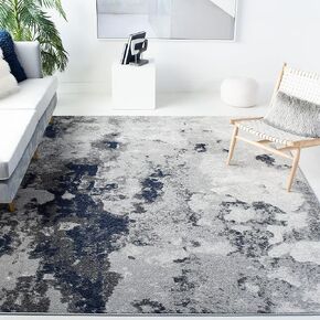 SAFAVIEH Adirondack Collection Accent Rug - 3' x 5', Navy & Grey, Modern Abstract Design, Non-Shedding & Easy Care, Ideal for High Traffic Areas in Entryway, Living Room, Bedroom (ADR134N)