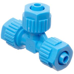 Tefen Fiberglass Polypropylene Compression Tube Fitting, Tee, Blue, 6 mm Tube OD (Pack of 5)