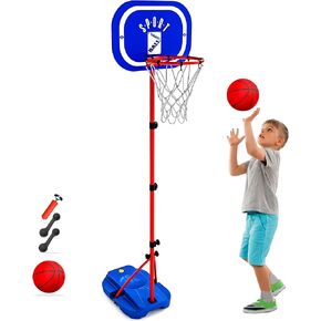 GILIKOKO Kids Basketball Hoop, Height Adjustable from 2.9 to 6 FT, Toddler Basketball Hoop for Indoor and Outdoor, Basketball Toys Gifts for Kids Age 3 to 8