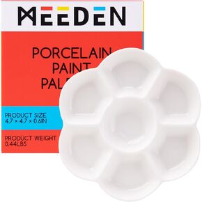 MEEDEN Ceramic Paint Palette, 9-Well Watercolor Palette, Gouache Palette, Porcelain Paint Palette, Paint Mixing Palette 7-7/8 Inches for Watercolor Painting Palette Acrylic Painting