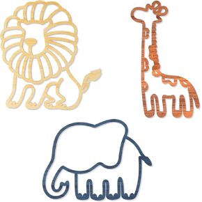 Bnesi 3 Pieces Animal Wall Art Jungle Animal Theme Nursery Decor Wooden Woodland Nursery Decor Farmhouse Wall Decor Safari Nursery Decor Wall Decor for Living Room Bedroom (Animal 1)
