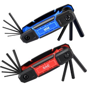 TOOLEAGUE 17Pcs Folding Allen Wrench Set Metric & SAE Hex Keys Allen Key Set Tool for Basic Home Repair and General Applications