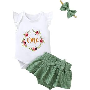 Baby Girl First Birthday Clothes 1st Birthday Outfit One Year Old Birthday Floral Skirt Set