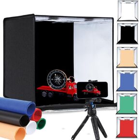 PULUZ Light Box Photography 24x24in, Portable Photo Studio Light Box with 120 LED Lights ＆6 Color backdrops Professional Photography Lighting Tent Kit for Big Product Photography Lightbox