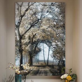 Renditions Gallery Canvas Nature Wall Art Modern Paintings & Prints Decor Romantic Secretive Forest Path Glam Artwork Wall Hanging for Bedroom Living Room Office Kitchen - 32"x48" LT06