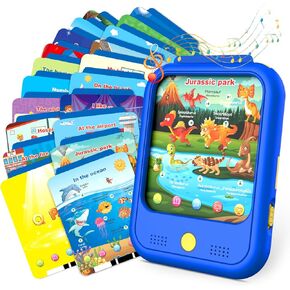 Qiaojoy Kids Learning Tablet Educational Learning Pad for Toddlers 2-5 to Learn Alphabets, Numbers, Foods, Time, Music, Vehicles,Jurassic Park, Tablet Toy for Toddlers Ages 2 3 4 5 6 Years Old