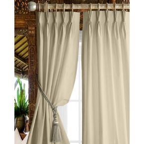 Magic Drapes Pinch Pleated Curtains Blackout Curtains for Living Room Bedroom Traverse Curtains Rod Pleated Drapes Pleated Curtains with Hooks & Tiebacks W(21"+21") L63(2 Panels, Beige)