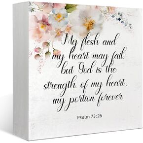 Christian Decor, God is within Her Bible Verse Wood Box Sign Decor, Rustic Farmhouse Psalm 46 : 5 Christian Wood Block Plaque, Home Office Desk Sign Decor for Presents, 5x5