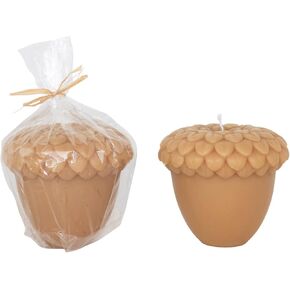 Creative Co-Op Unscented Acorn Shaped Candle in Powder Finish, Beige