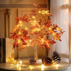 Luditek سقوط الديكور شجرة القيقب تضيء شجرة ث / 24 أدى 22 بوصة بطارية شجرة الخريف البيضاء تعمل لعيد الشكر زينة عيد الهالوين للمنزل داخلي في الهواء الطلق طاولة غرفة النوم in Kuwait