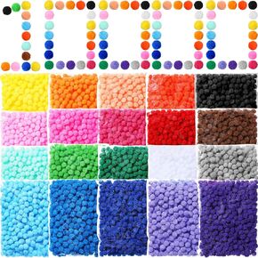 Poen 10000 Pieces 1cm Assorted Pom Poms for Crafts Fuzzy Craft Pompoms Balls for DIY Creative Crafts Decorations, 20 Colors