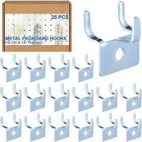 Tandefio 100 Pcs Pegboard Hooks Metal Prong Hook Peg Board Hooks for Hanging Hangers Hooks for Pegboard Wall Picture Jewelry Display Tool