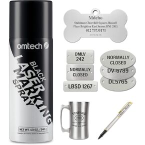 OMTech Laser Marking Spray, Metal Laser Marking Fluid for CO2 Laser Engravers, 13oz Aerosol High Contrast Black Spray for Laser Engraving Metal, Laser Ink Agent for Aluminum Stainless Steel Brass More