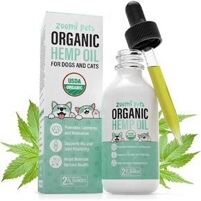 Melatonin + Organic Calming Hemp Oil for Dogs Anxiety and Stress Relief - Calming Drops Pet Hemp Oil for Dogs & Cats - Hip and Joint Support Supplement for Dogs Pain Management (2oz)