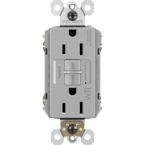 Legrand radiant 1597TRWRGRYCCD4 15 Amp Outdoor GFCI Self Test Tamper Resistant Weather Resistant Decorator Duplex Outlet, Gray (1 Count)