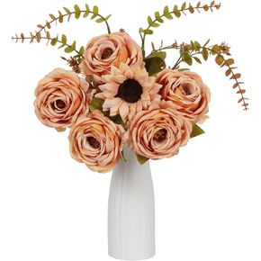 RECUTMS Fake Pink Tulips in Clear Vase 15pcs Real Feel Artificial Tulips Flowers Faux Bouquet Floral Arrangement for Home Office Table Centerpiece Spring Wedding Decoration