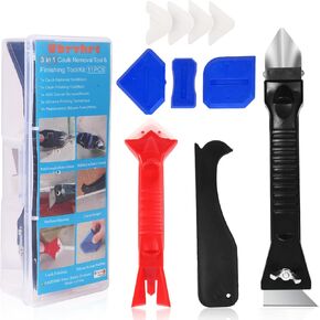 Caulk Tool Kit for Removal and Application Caulking Spatula Grout Stripper Tool Grout Remover Angle Carbide Scraper Caulking Tips Tool with Caulk Application Tool and Silicone Finishing Tools