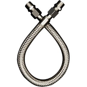Industrial Grade Compressor Jumper Hose Both Sides Fittings Rotate Freely 1/2" NPT Male x 20" Length, 750°F，450 PSI Flexible Whole body Stainless Steel Metal Hose