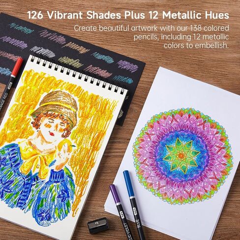 80 Colored Pencils, Shuttle Art Soft Core Coloring Pencils with Coloring Book, Sketch Pad and Sharpener, Premium Color Pencils for Adult Coloring, Sketching and Drawing, Art Supplies for Kids & Adults in Kuwait