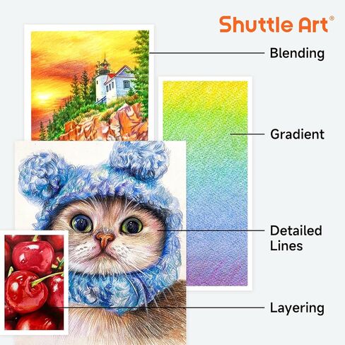 80 Colored Pencils, Shuttle Art Soft Core Coloring Pencils with Coloring Book, Sketch Pad and Sharpener, Premium Color Pencils for Adult Coloring, Sketching and Drawing, Art Supplies for Kids & Adults in Kuwait