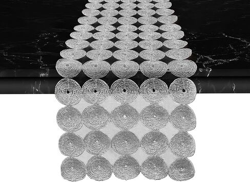 Elegant Comfort Embroidery Misho Runner-Dresser Scarf for Home Room Crochet Tabletop, Kitchen Dining Table Decoration for Indoor and Outdoor, 16 X 54 Inch, Gray in Kuwait