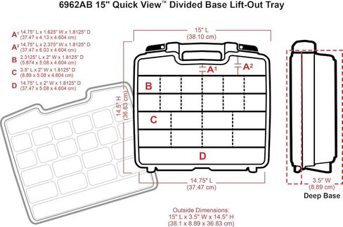 ارت بين شنطة حمل بقاعدة عميقة من كويك فيو 6960AB، صندوق تخزين محمول للفنون والحرف اليدوية، 14.5 انش × 15 انش، شفاف in Kuwait
