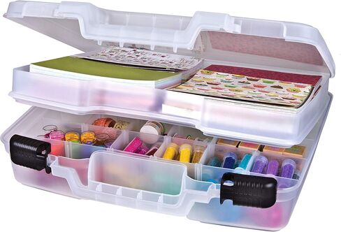 ارت بين شنطة حمل بقاعدة عميقة من كويك فيو 6960AB، صندوق تخزين محمول للفنون والحرف اليدوية، 14.5 انش × 15 انش، شفاف in Kuwait