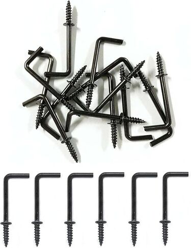100pcs L-Shaped Hook 7/8 Inch Screw in Ceiling Hooks L Shape Dresser Cup Hooks 7 Shape Right Angle Screws Black Metal Frame Square Bend Hook kit ，for Home/Workplace/Office in Saudi Arabia
