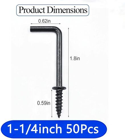 100pcs L-Shaped Hook 7/8 Inch Screw in Ceiling Hooks L Shape Dresser Cup Hooks 7 Shape Right Angle Screws Black Metal Frame Square Bend Hook kit ，for Home/Workplace/Office in Saudi Arabia