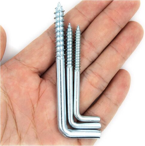 100pcs L-Shaped Hook 7/8 Inch Screw in Ceiling Hooks L Shape Dresser Cup Hooks 7 Shape Right Angle Screws Black Metal Frame Square Bend Hook kit ，for Home/Workplace/Office in Saudi Arabia