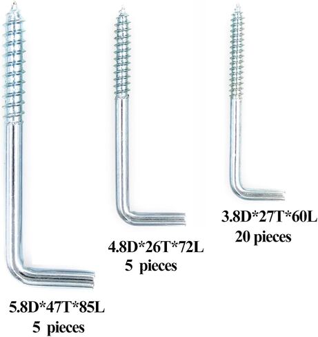 100pcs L-Shaped Hook 7/8 Inch Screw in Ceiling Hooks L Shape Dresser Cup Hooks 7 Shape Right Angle Screws Black Metal Frame Square Bend Hook kit ，for Home/Workplace/Office in Saudi Arabia