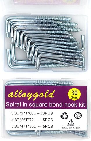 100pcs L-Shaped Hook 7/8 Inch Screw in Ceiling Hooks L Shape Dresser Cup Hooks 7 Shape Right Angle Screws Black Metal Frame Square Bend Hook kit ，for Home/Workplace/Office in Saudi Arabia