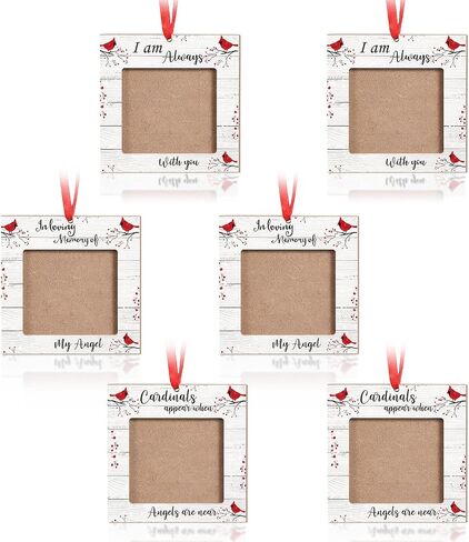 Red Cardinal Christmas Ornaments Wood Picture Frame Memorial Xmas Tree Ornaments When Cardinal Appear Angels are Near I Am Always with You Tree Decorations in Memory of Loved One (Mixed Style, 9 Pcs) in Saudi Arabia