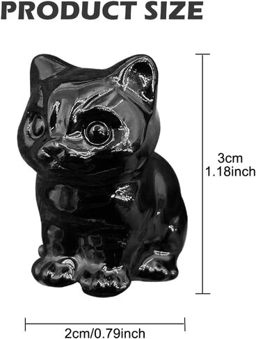 CALIDAKA Black Obsidian Cat Statue Carved Stone Black Cat Figurine Polished Gemstones Glossy Sleeping Cat Statue Healing Crystals Office Room Home Desk Lucky Decoration for Cat Lover (Type B) in Saudi Arabia