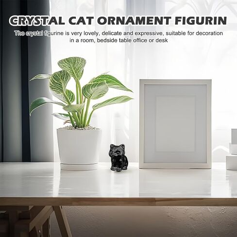 CALIDAKA Black Obsidian Cat Statue Carved Stone Black Cat Figurine Polished Gemstones Glossy Sleeping Cat Statue Healing Crystals Office Room Home Desk Lucky Decoration for Cat Lover (Type B) in Saudi Arabia