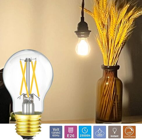 Dimmable E26 led Bulb 6W Equal 60 watt Vintage LED Edison Bulb AC120V A15 LED Bulb for Ceiling Fan Light Bulbs,Appliance Bulb and Refrigerator Light Bulb 600LM Clear Medium 6Pack (Soft white 3000k) in Saudi Arabia
