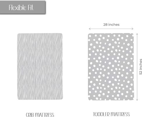 Crib Sheet Set | Toddler Sheet Set 2 Pack 100% Jersey Cotton Grey and White Abstract Stripes and Dots by Ely's & Co in Saudi Arabia