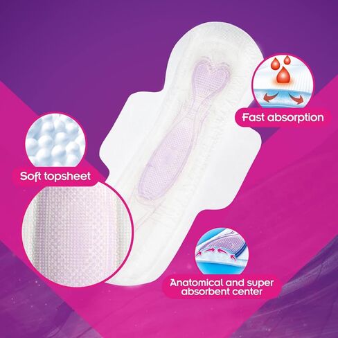 Saba, Buenas Noches بين عشية وضحاها، فوط صحية طويلة للغاية مع أجنحة، 20 قطعة in Kuwait