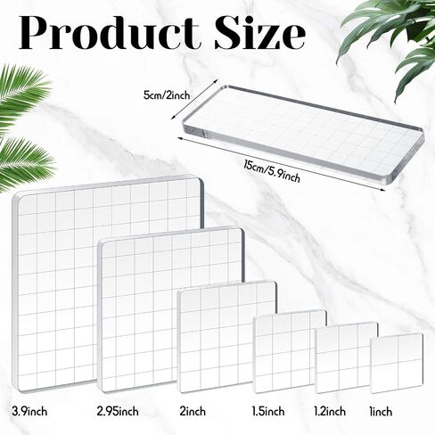 7 Pieces Acrylic Stamp Blocks Set Clear Stamping Blocks Tools with Grid and Grip, Decorative Stamp Blocks for Kids Scrapbooking Crafts Making, DIY Crafts Ornaments in Saudi Arabia
