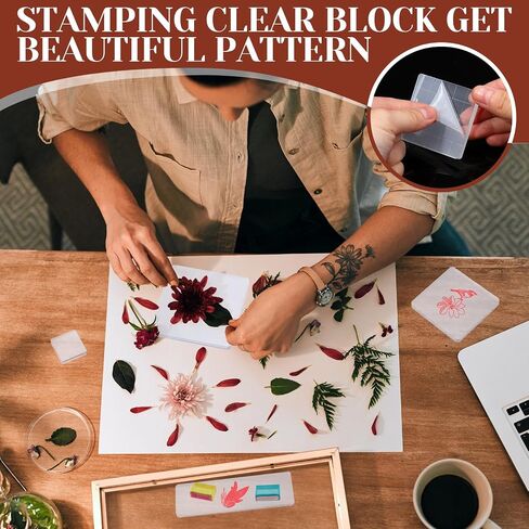 7 Pieces Acrylic Stamp Blocks Set Clear Stamping Blocks Tools with Grid and Grip, Decorative Stamp Blocks for Kids Scrapbooking Crafts Making, DIY Crafts Ornaments in Saudi Arabia
